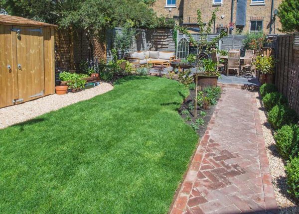 View of garden with artificial grass