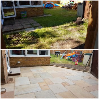 before paving was fitted in garden