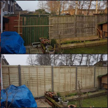Before and after of wooden fencing